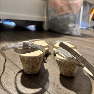 Benjamin Walker Heels Elegant Silver Wedge Sandals